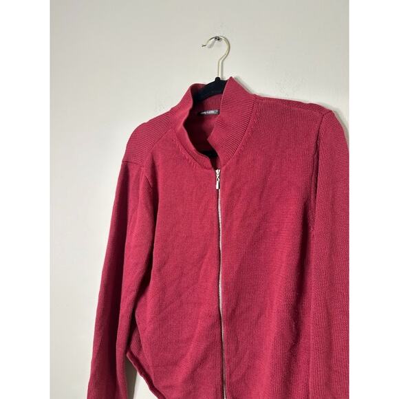 Daisy Fuentes Womens XL Sweater Cardigan Full Zip Red Mock Neck Burgundy - Picture 2 of 7